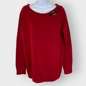 Ralph Lauren Womens Sweater | 1X | Red Buckle | Cozy Holidays